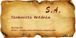 Sinkovits Antónia névjegykártya